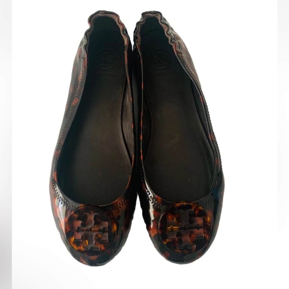 Tory Burch Patent Leather Tortoise Ballet Flats Women Size 8 Brown - Picture 3 of 10
